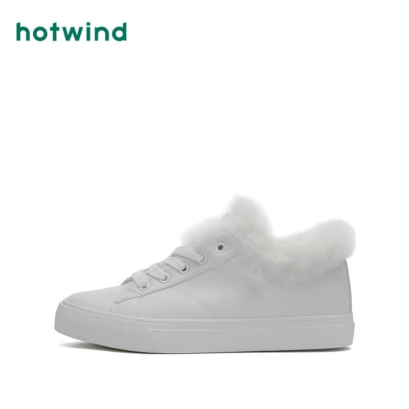 热风hotwind新款小清新女士系带休闲鞋圆头深口板鞋潮H92W8408图片