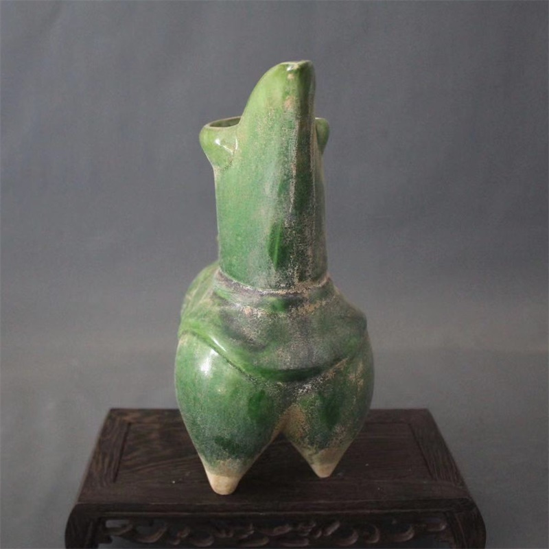 美帮汇景德镇仿古陶瓷唐三彩绿釉三足夜壶执壶酒杯家居装饰展柜古玩摆件高清大图