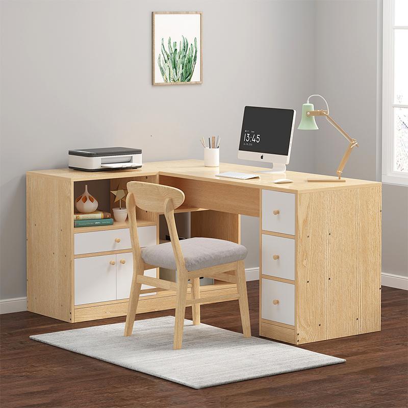 书桌转角右柜电脑柜组合书桌女孩卧室桌椅套装拐角一体桌子色定制