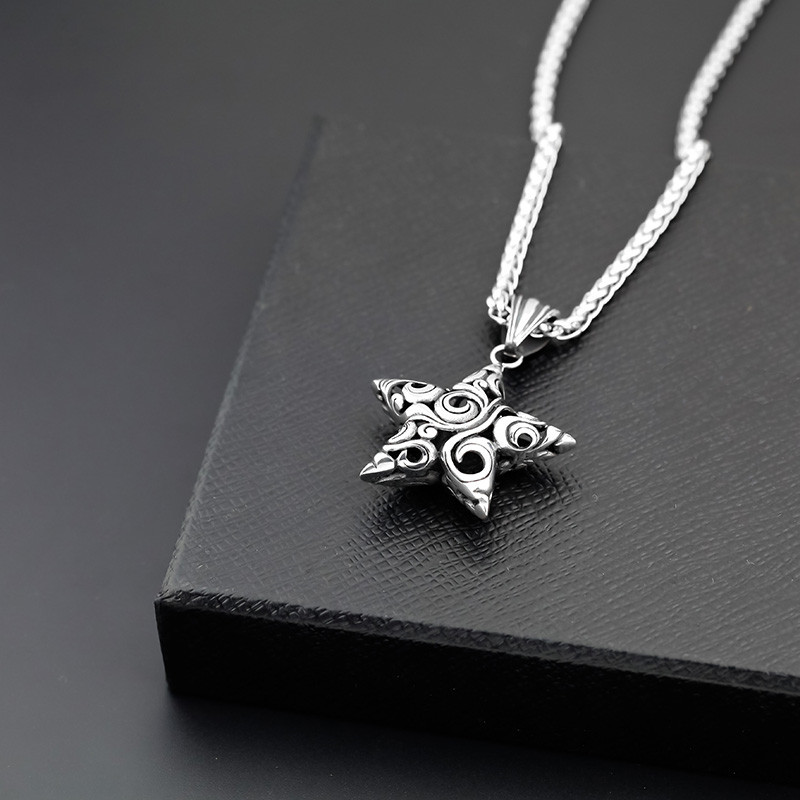 克罗心五角星造型坠时尚男女款复古风格项链锁骨链首饰品送女朋友七夕