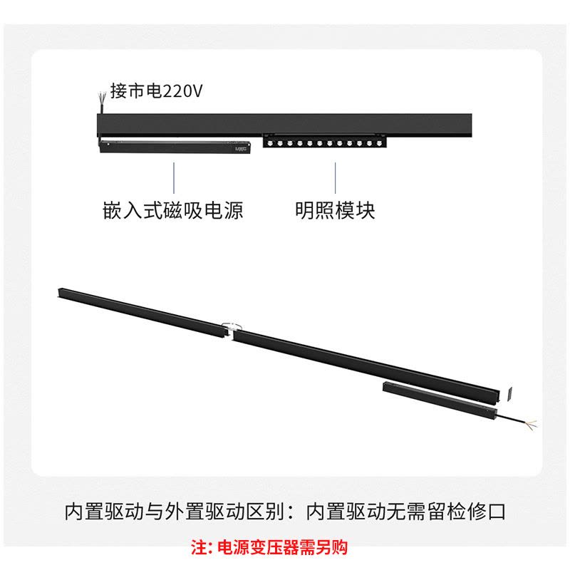 雷士照明无边框嵌入式磁吸轨道灯无主灯线条射灯商业照明酒店别墅图片