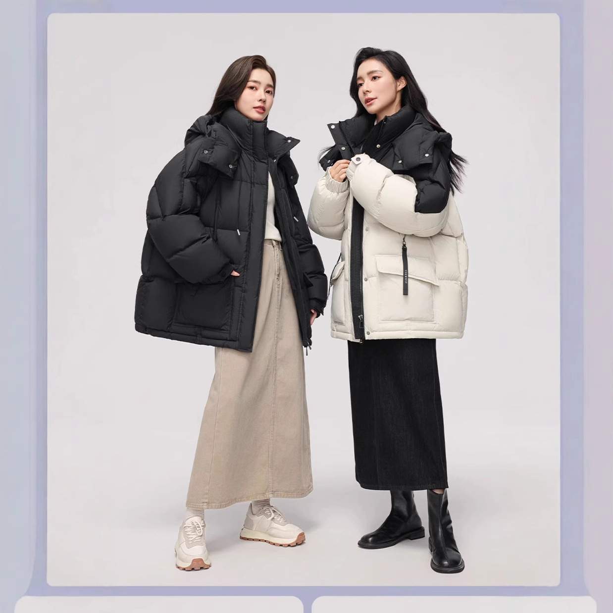 2025年冬季新款羽绒棉服短款时尚韩版加厚小众拼色连帽外套棉衣潮高清大图