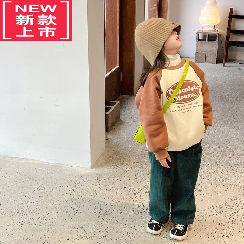 可莉允女童灯芯绒裤2022冬季新款儿童加厚保暖休闲裤宝宝加绒裤子保暖裤图片