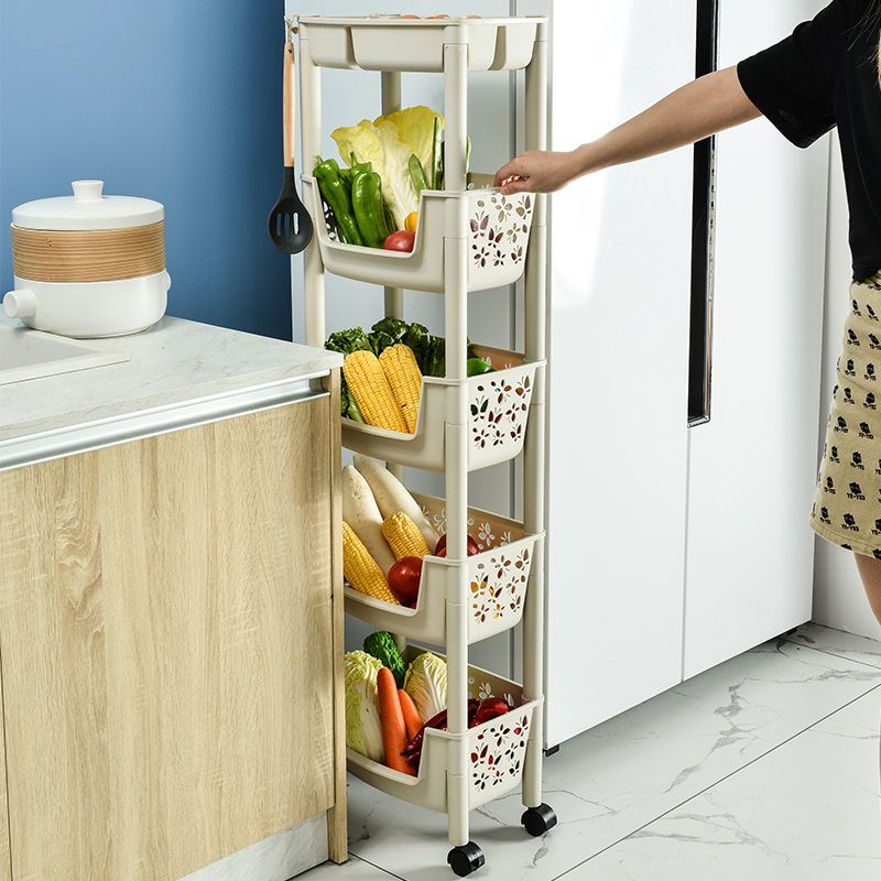 厨房置物架落地多层小推车收纳架果蔬菜架子菜篮家用用品储物神器 两