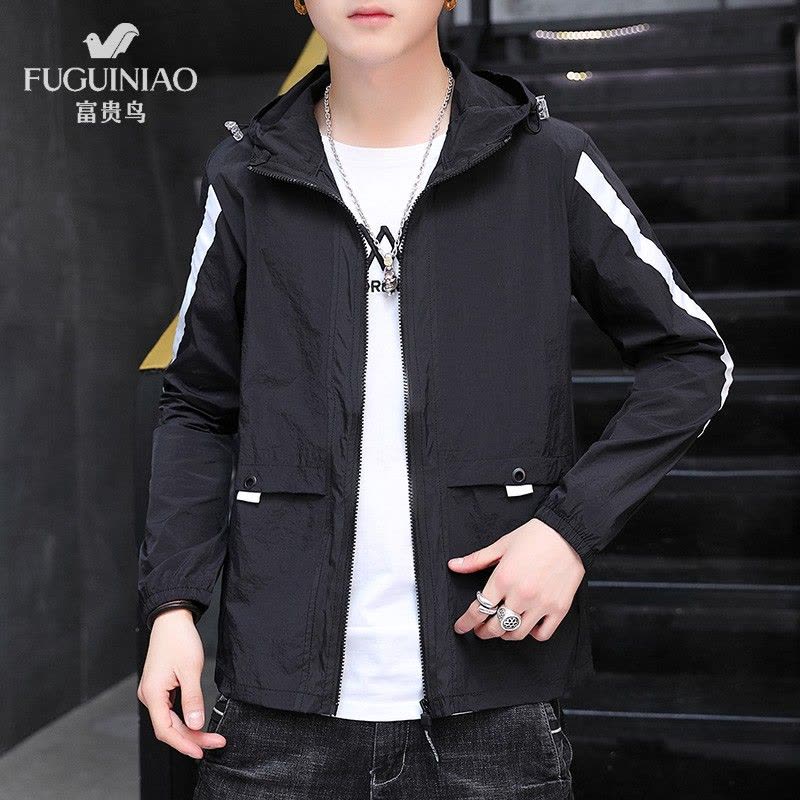 富贵鸟 防晒衣 情侣款 男 女 通用 2020 新款 夏季 超薄 透气 皮肤衣 休闲 连帽 夹克 户外 运动 外套 青年图片