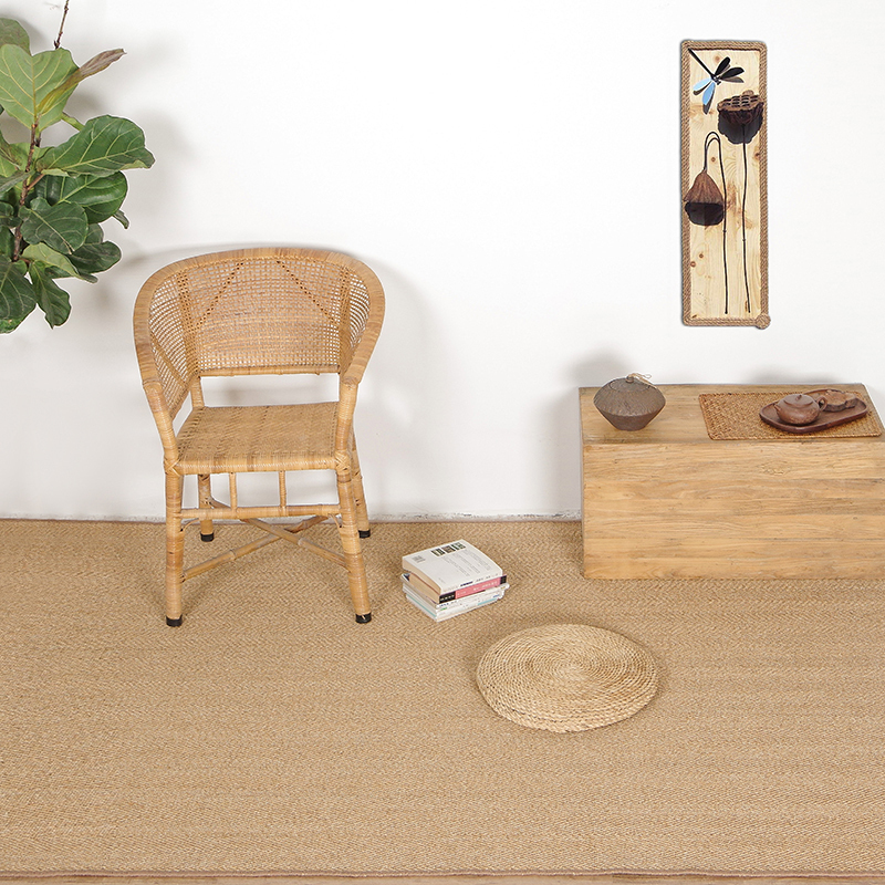 美帮汇剑麻地毯客厅茶几卧室垫玄关地垫 手工编麻榻榻米防滑脚垫