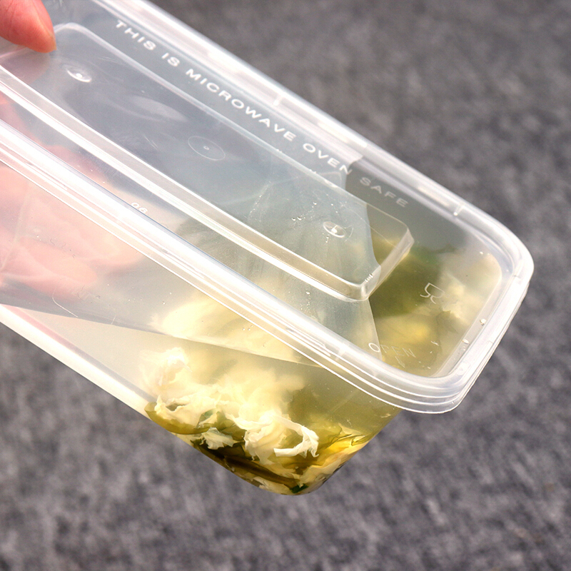 利得 一次性饭盒长方形透明塑料快餐盒 300只装750ml带盖外卖打包盒水果盒子便当餐具