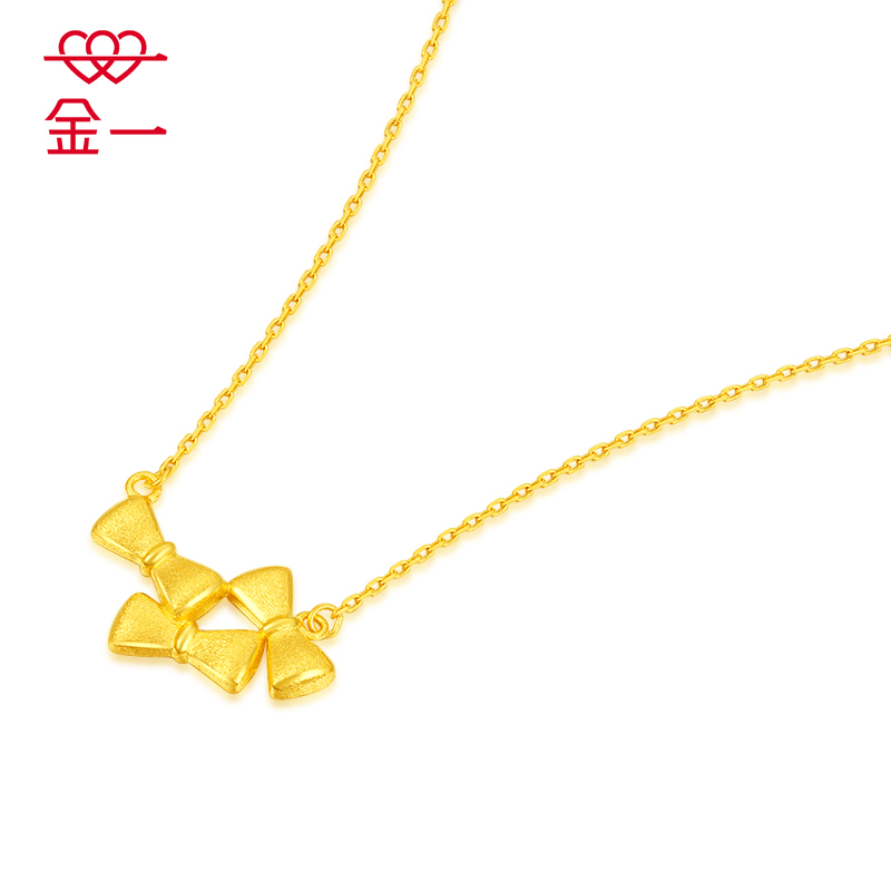 金一 足金999黄金精品蝴蝶结黄金项链时尚套链送女士(计价)ABC016