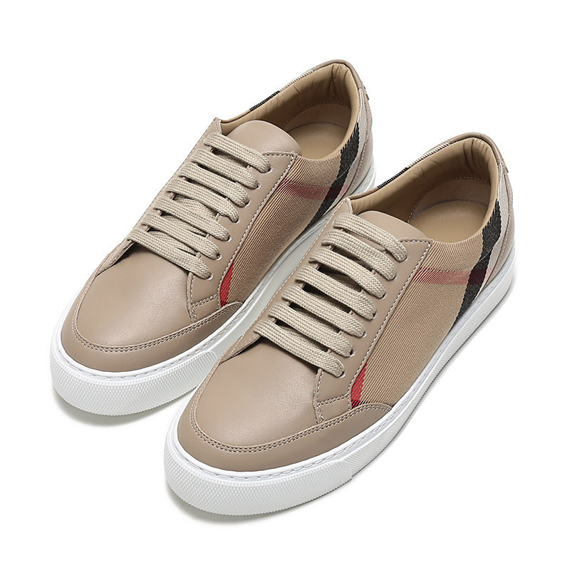 burberry 博柏利 情人节礼物 女款织物配皮系带休闲运动鞋板鞋