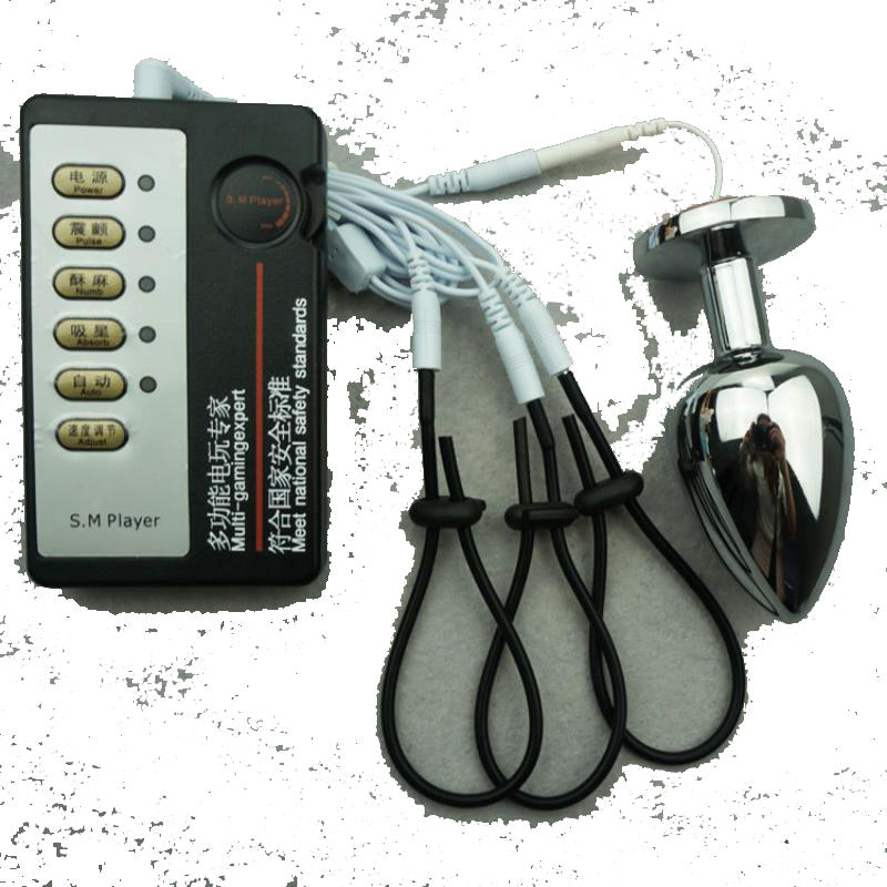 情趣玩具电击脉冲小号按摩高潮自慰器实心金属肛塞阴茎环成人男用组合