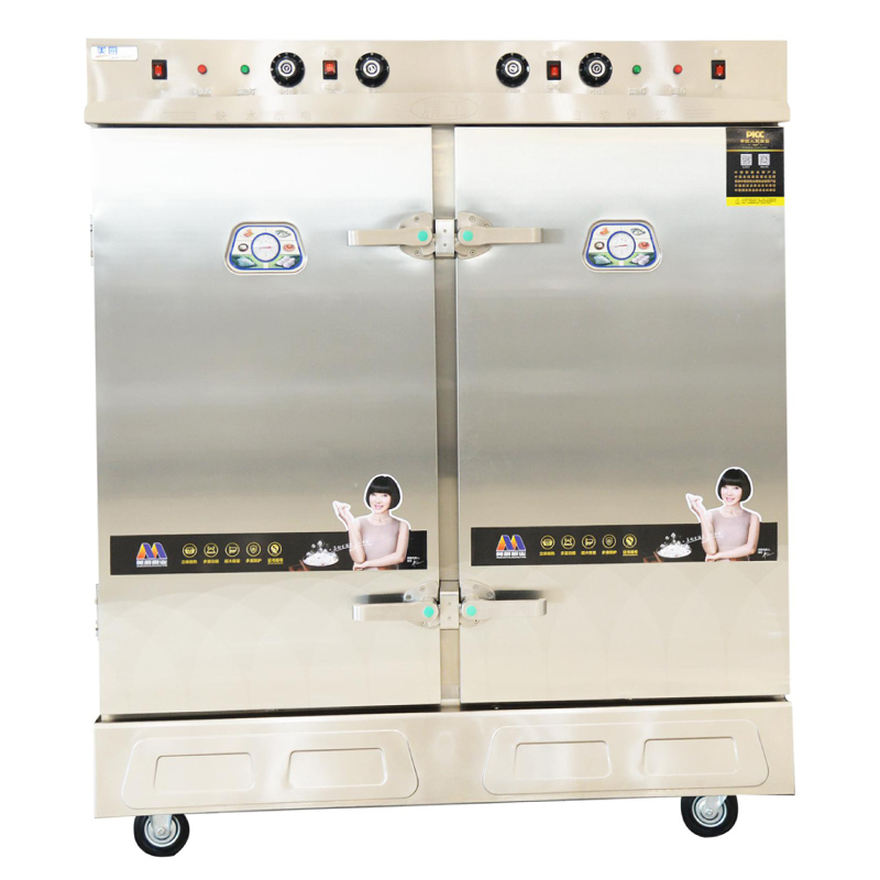 美厨24盘双门不锈钢蒸饭柜精工缺水断电商用大容量电热蒸饭车蒸饭箱蒸饭机可定时蒸柜蒸箱