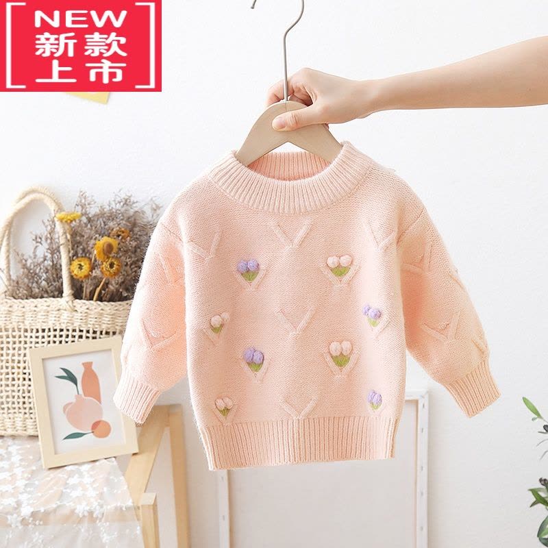 可莉允女宝宝秋冬套头毛衣女童甜美洋气外穿针织衫小女孩打底加绒毛线衣图片