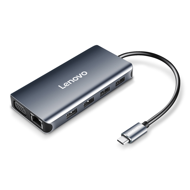 联想 Type-C扩展坞转HDMI/VGA/千兆网口转接头 网线接口转换器苹果华为笔记本电脑拓展坞 LX0808