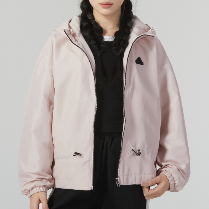 阿迪达斯 (adidas)外套女装新款户外健身跑步防风休闲宽松连帽运动服夹克 IM8815 ZP