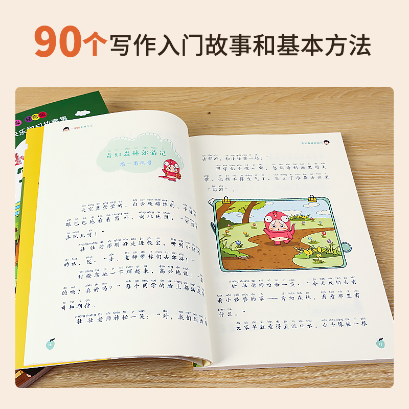 小甜橙作文起步+作文笑传 [正版]小甜橙作文起步就三步全3册 何捷小学生一二年级上册下册作文书入门通用写作技巧训练看图写高清大图