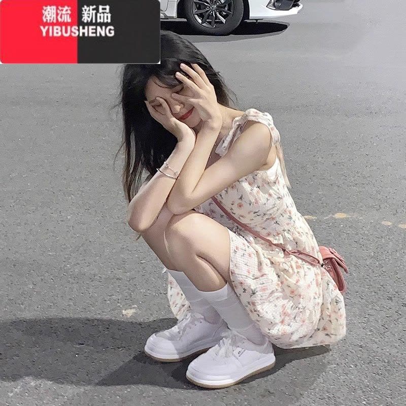 YIBUSHENG法式小众碎花吊带裙2024新款小个子连衣裙气质短裙收腰显瘦裙子图片