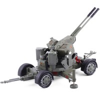 凯迪威1:35高射炮模型儿童玩具车防空炮双管机关炮军事 绿色