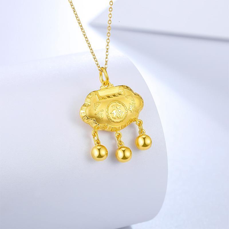 周六福zhouliufu黄金吊坠宝宝平安百福如意小金锁足金挂坠计价正品