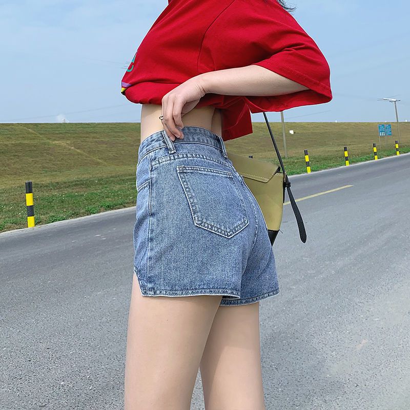 pass新款牛仔短裤女高腰百搭显瘦宽松个性潮流女士a字牛仔热裤潮