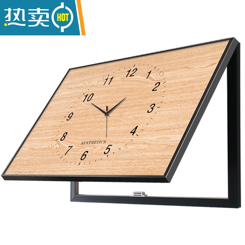 敬平推拉式电表箱装饰画带钟表纯色现代简约电闸配电盒遮挡箱时钟挂画高清大图