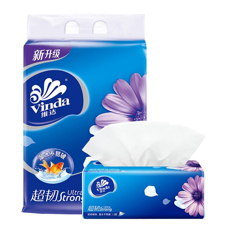 维达(Vinda) 抽纸 超韧三层150抽*3包纸巾 大规格(长幅)高清大图