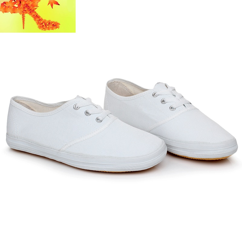 鞋男女帆布白球鞋儿童小白鞋白舞蹈鞋武术练功体跑步劳保鞋简畅
