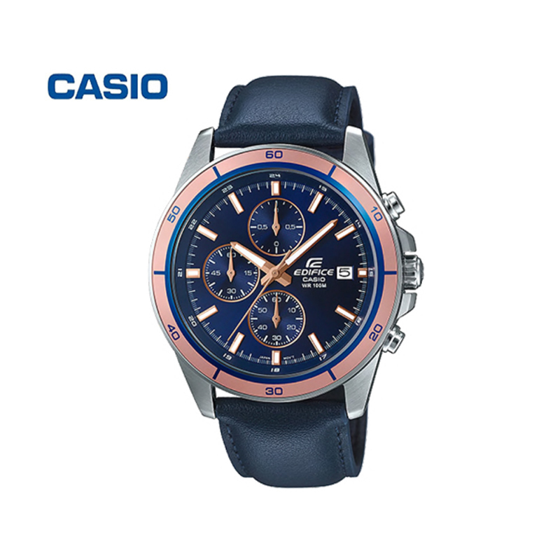 卡西欧(CASIO)EDIFICE 简约系列2019 男士运动时尚日韩品牌石英表男 蓝色 EFR-526L-2A