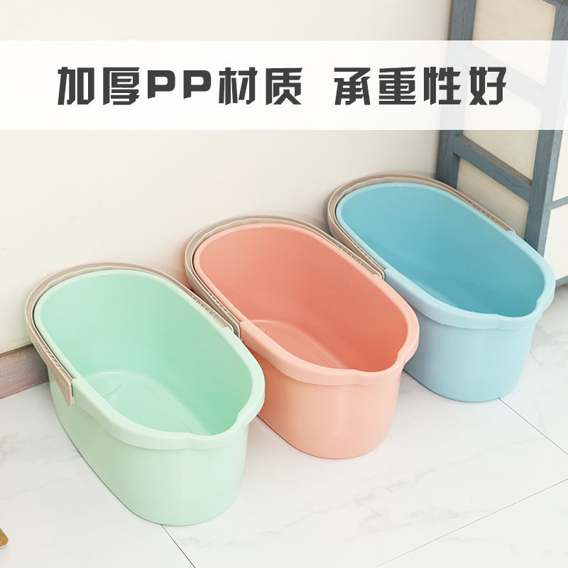 加厚塑料拖把桶挤水桶胶棉拖把清洗桶宽口地拖桶手提长方形拖布桶|【高品质撞色新绿】大号38cm加厚桶