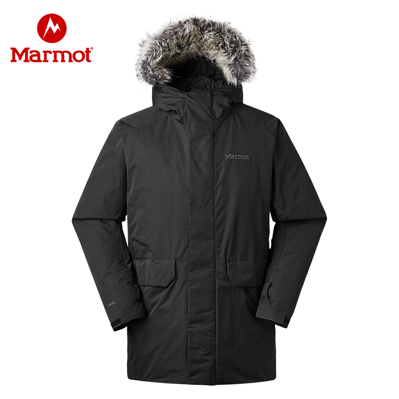 Marmot/土拨鼠男士款厚重羽绒服中长款带帽鹅绒700蓬