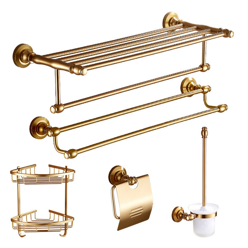 毛巾架闪电客浴巾架太空铝复古铜浴室置物架卫浴五金挂件套装五件套