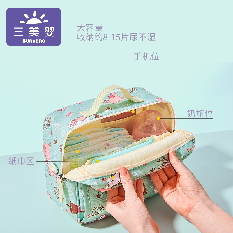 尿不湿收纳袋子装纸尿裤尿片尿布包便携宝宝婴儿外出收纳包收纳袋 三维工匠高清大图