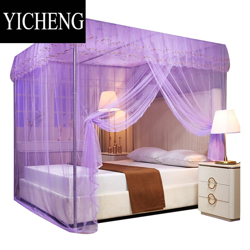yicheng加高蚊帐不拖地纹帐22米高离地防尘顶单开门蚊帐遮光加密加厚