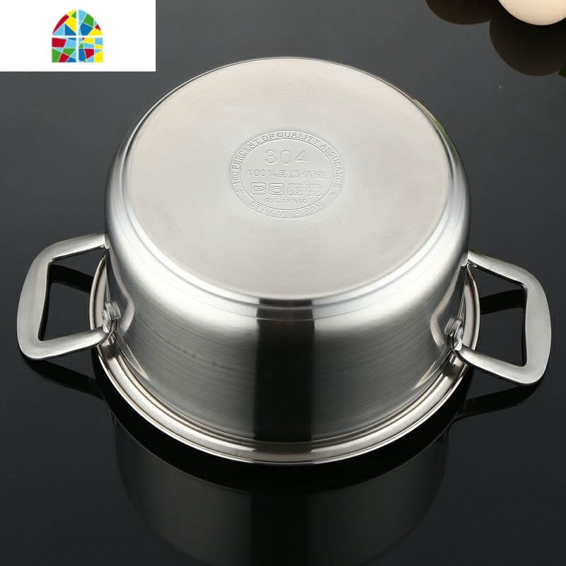 304不锈钢汤锅奶锅小火锅煮粥炖汤锅加厚复底电磁炉燃气 FENGHOU (SUS304)24CM双柄汤锅图片