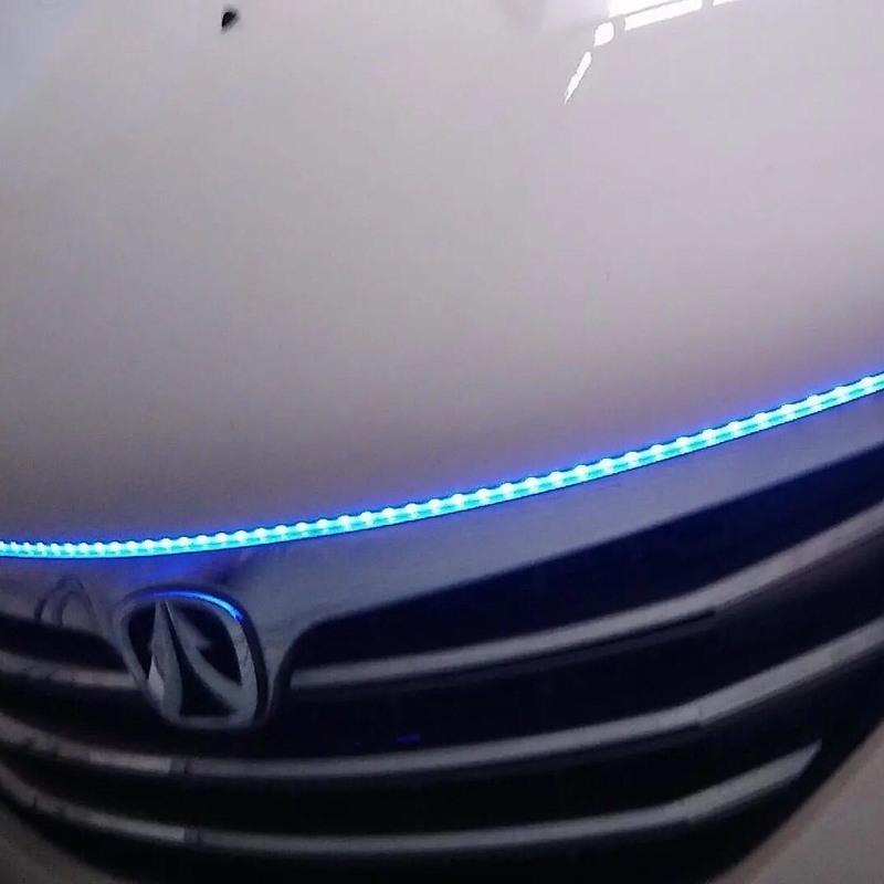 汽车装饰灯引擎盖跑马流水灯装饰眉灯霹雳流水灯长亮蓝色90cm