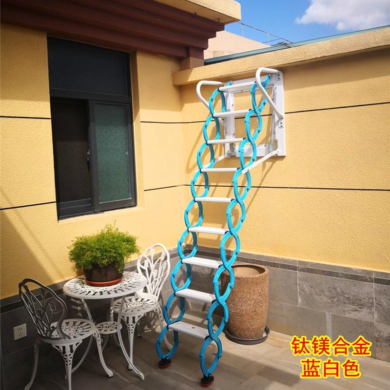 新达室外壁挂墙面升降伸缩阁楼隔层隐形折叠节省 楼梯