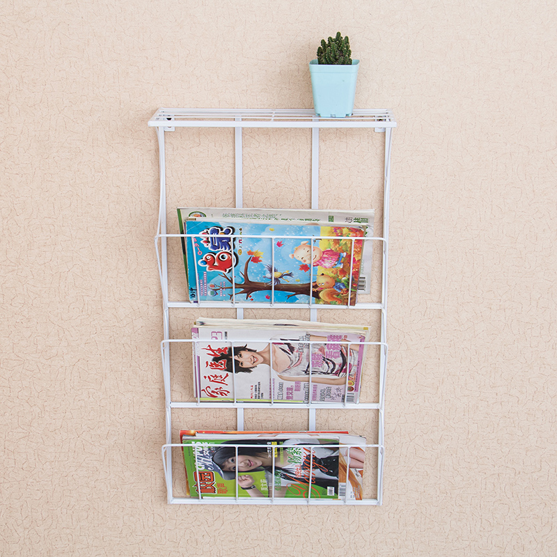 森美人铁艺壁挂悬挂书报架报纸架报刊架杂志架置物架层架儿童绘本架高清大图