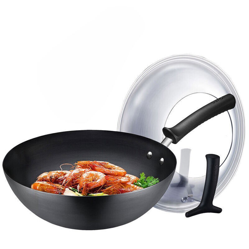 苏泊尔supor炒锅铁锅真不锈无涂层健康铁锅精铁锅燃气灶炒菜锅30cmfc