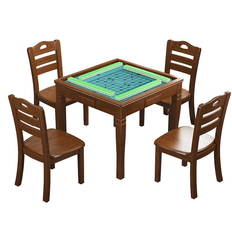 闪电客实木麻将桌餐桌两用家用手动扑克棋牌桌象棋桌简易手搓方桌椅