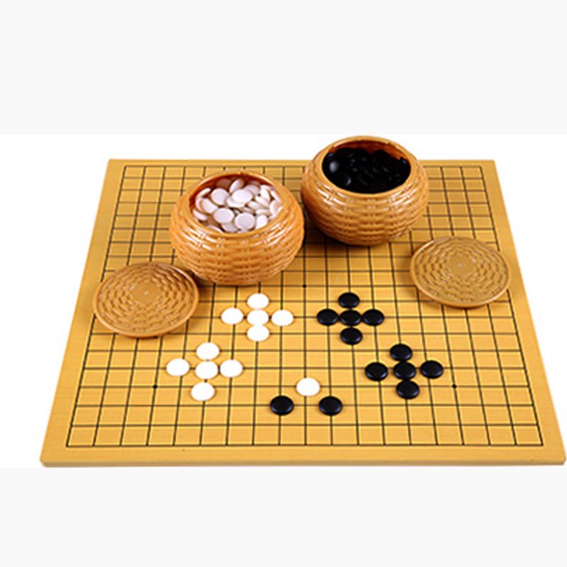 [塑编罐围棋+软皮革棋盘]围棋套装[塑编罐围棋+软皮革棋盘]围儿童五子棋学生初学者成人围棋棋盘黑白棋子塑料罐围棋儿童玩具