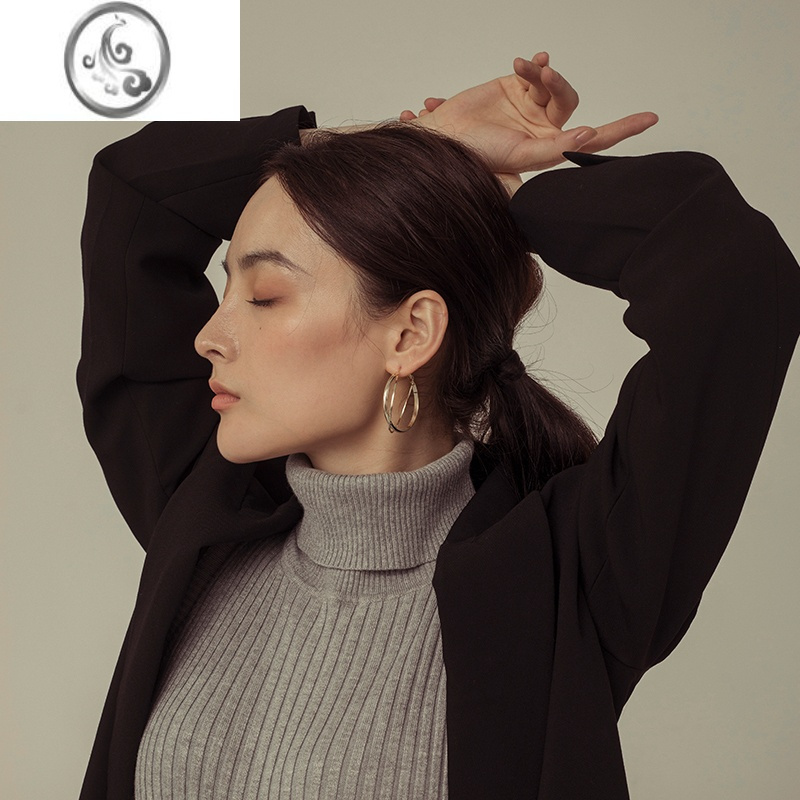 jimi欧美夸张个性大圈圈耳环女2022新款潮洋气网红简约耳圈圆圈耳饰品