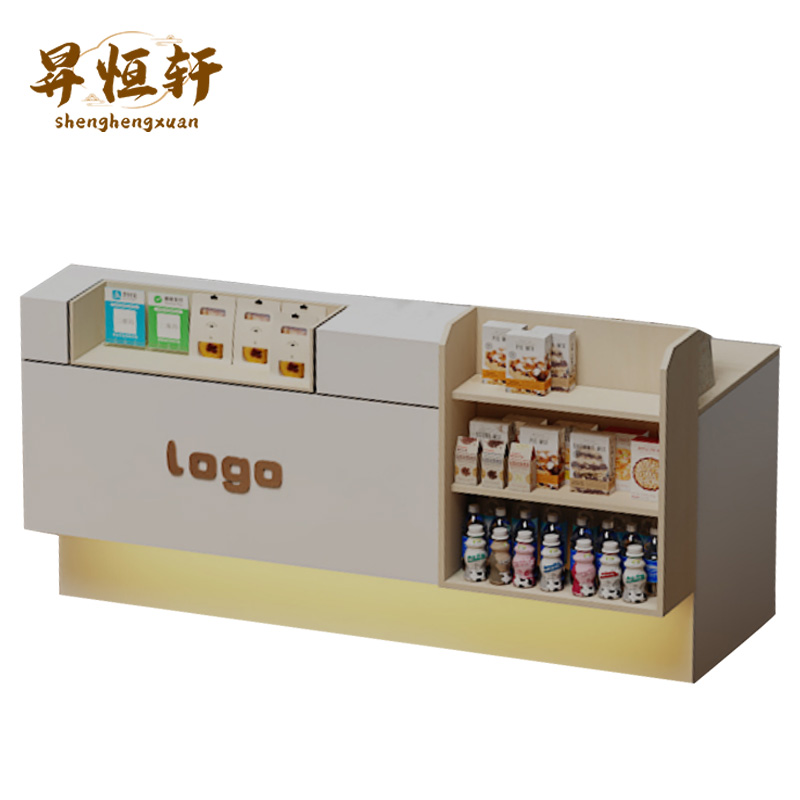 吧台收银台便利店超市柜台桌店铺小型柜台展示架奶茶店前台接待台收银台 SHX-6782 个高清大图