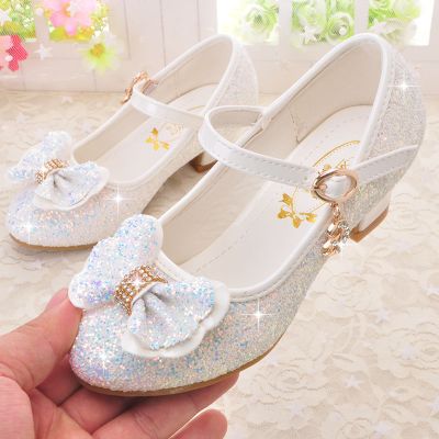 2021新款韩版女童演出高跟鞋7岁儿童百搭6小白鞋5女孩粉色公主鞋8白色