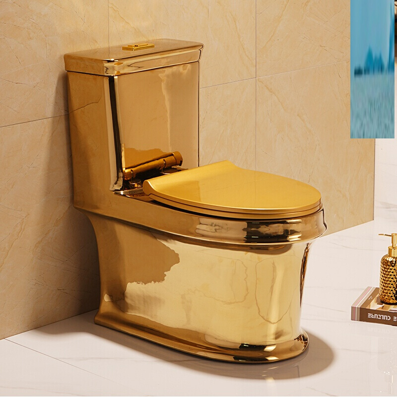 创意艺术金色马桶土豪金坐厕个性彩色坐便器防臭喷射虹吸式新款视频
