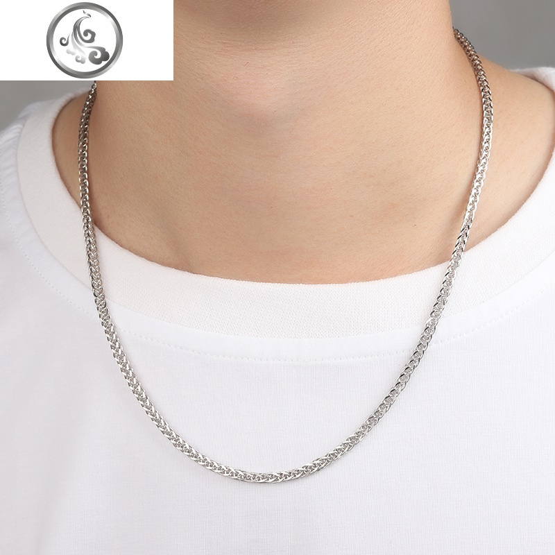 999纯银肖邦链粗款男士单链镀白金挂链个性潮人长款纯银配链项链 999足银肖邦链粗2.8MM长约65CM