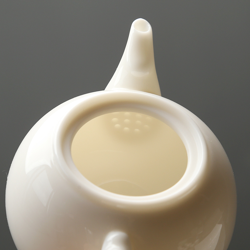 苏氏陶瓷(SUSHI CERAMICS)茶壶羊脂玉中国白如意陶瓷功夫茶具泡茶壶猪油白亮光款礼盒装