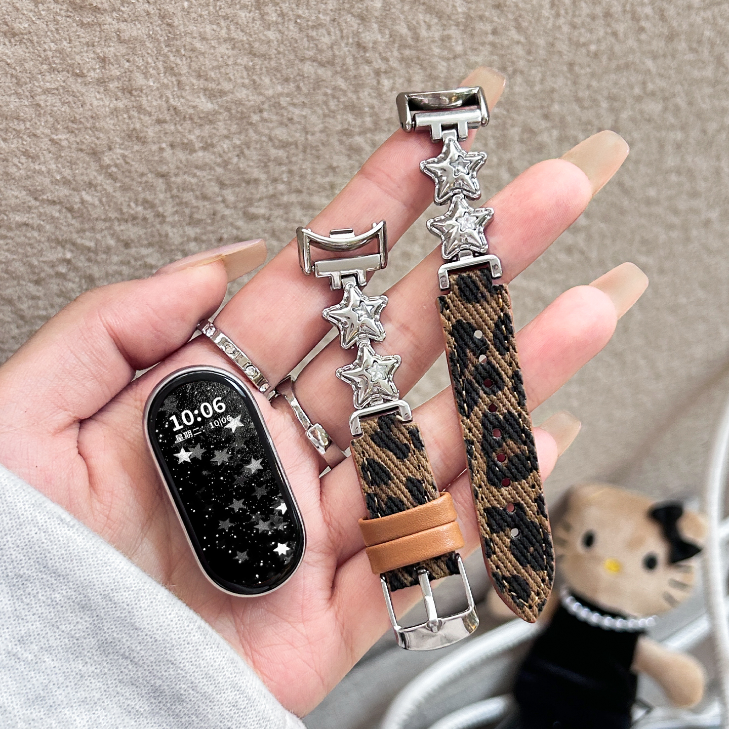 猫咪毛绒挂脖套适用小天才Z11电话手表表带3139B 浅棕 10p