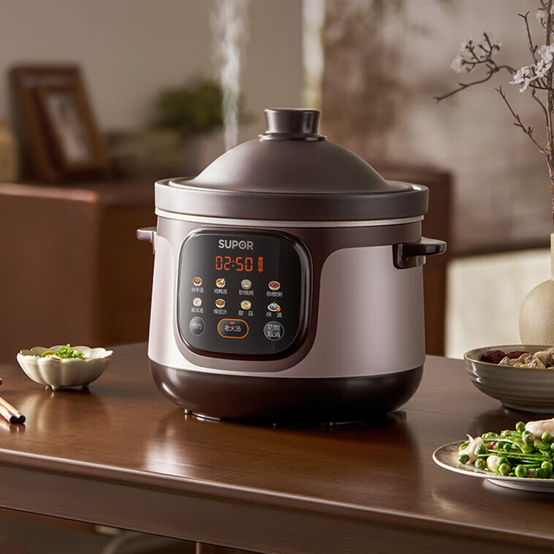 苏泊尔(SUPOR)电炖锅快炖大容量多功能煲汤锅煮粥锅电砂锅家用智能预约紫陶内胆[聚能直炖加热]DG40YC887 4L高清大图
