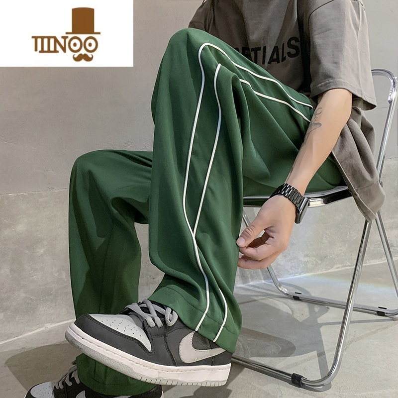 YANXU美式vibe黑色休闲裤子男秋季舒适垂感运动长裤直筒潮牌条Y休休直高清大图