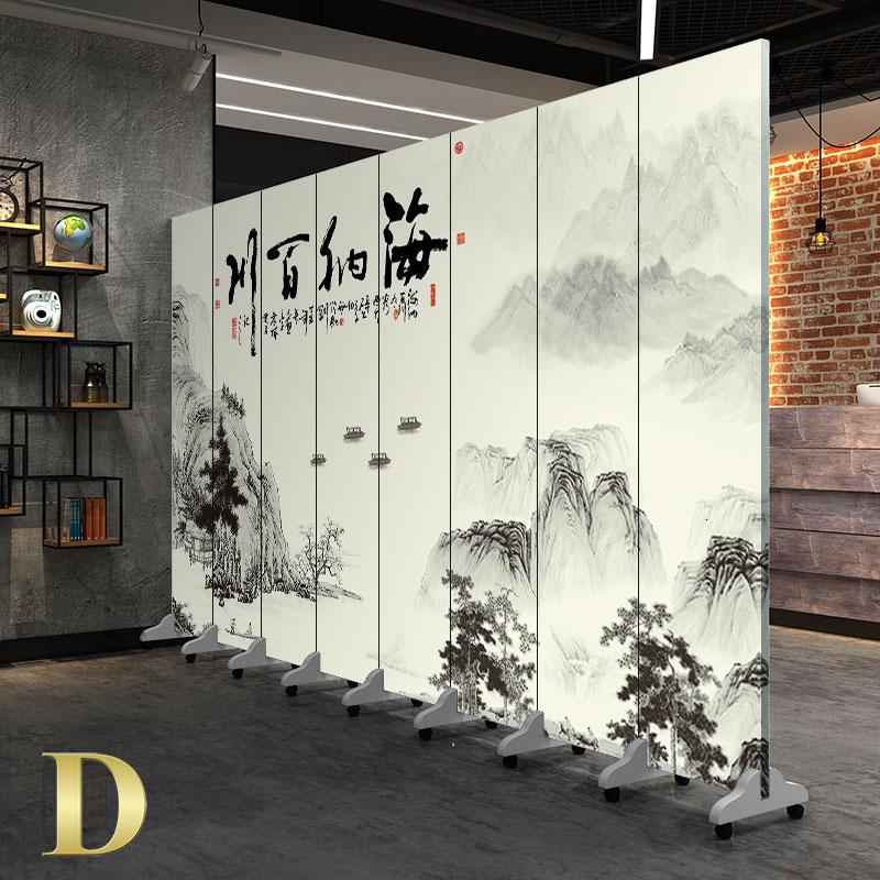 中式实木屏风隔断时尚客厅卧室简约玄关办公室书房移动折屏 10扇(高2米宽4米)高清大图