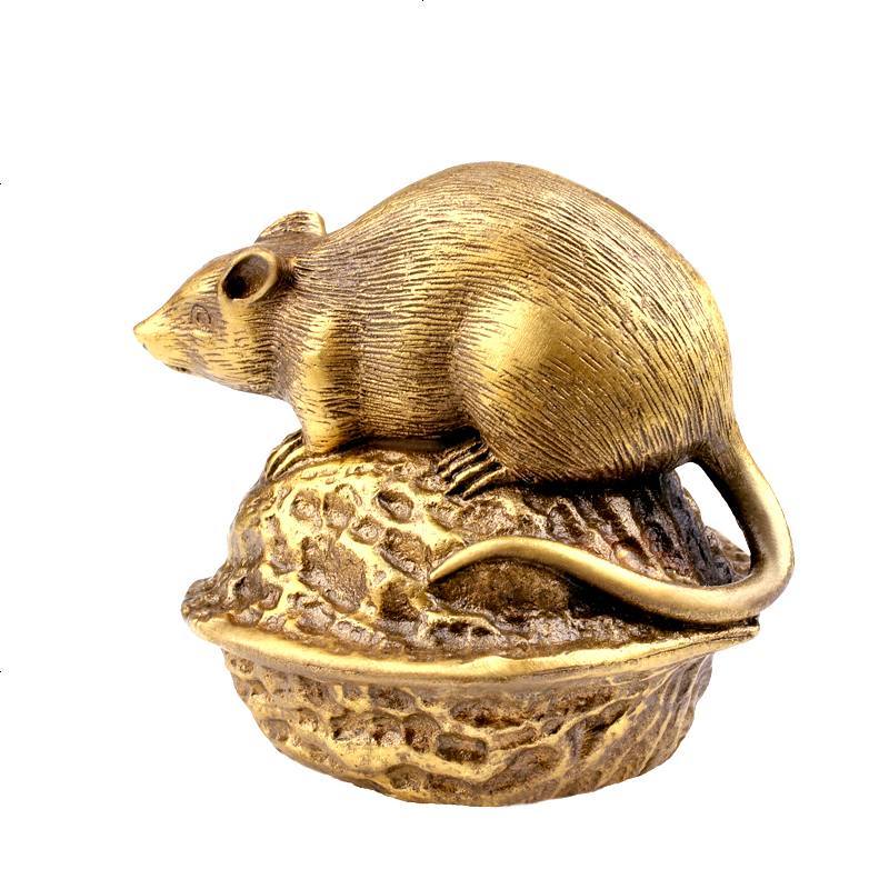 小号生肖鼠开光纯铜十二生肖核桃鼠摆件风水旺运旺财老鼠吉祥物工艺